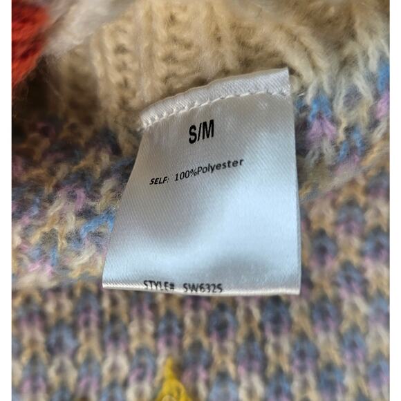 See & be seen statement poncho soft winter warm S/ M neutral 3D whimsical modern - Picture 7 of 11